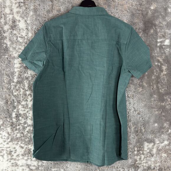 LL Bean Womens Size L Cotton Button Shirt Green Short Sleeve Casual Collared - Picture 4 of 9